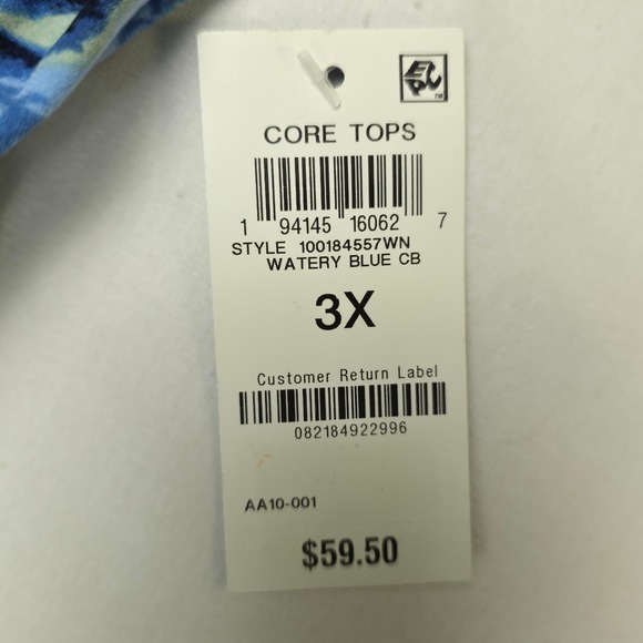 JM Collection Floral Paisley V-Neck Flowy Top Womens 3X Blue Coastal Tunic Boho - Picture 8 of 8